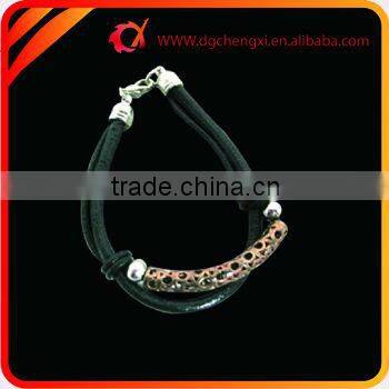 Cool Design Handmade Black Leather Bracelet