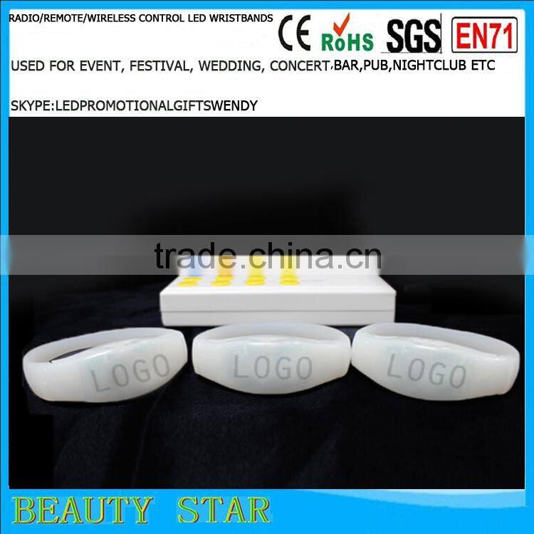 Hot selling led bracelet logo,customized led bracelet logo,radio/remote/wireless led bracelet logo for party,festival