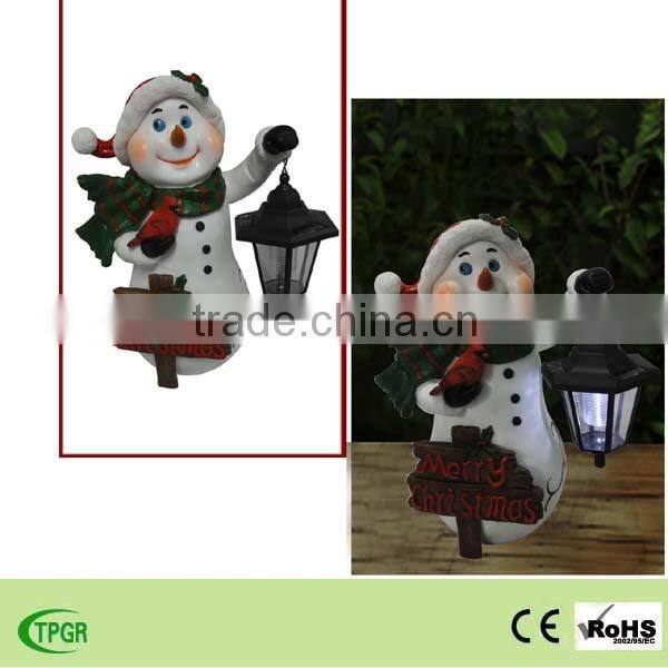 christmas ornaments polyresin snowman with glass ball led lights