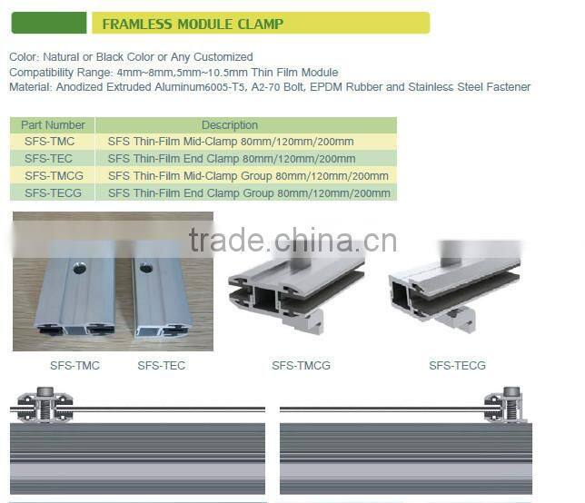 solar panel mounting accessories thin film panel mount clamps