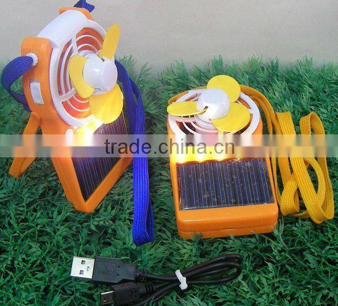2012 hottest led light solar camping fans with moble charger function