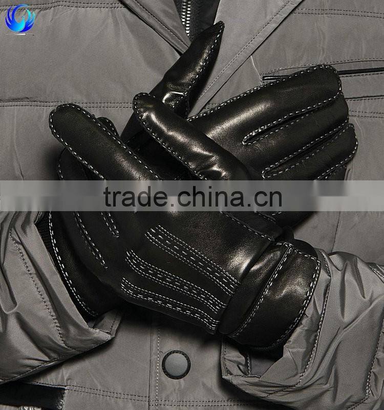 2016 New design men winter sheepskin genuine leather gloves for touch screen