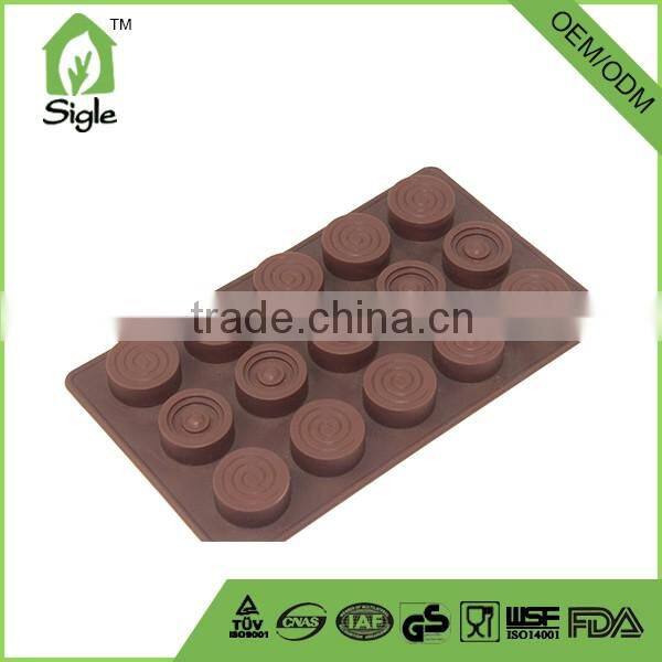 2016 new design 15- cavity Silicone Round Ice Cube Tray chocolate mold cookie mold jello mold