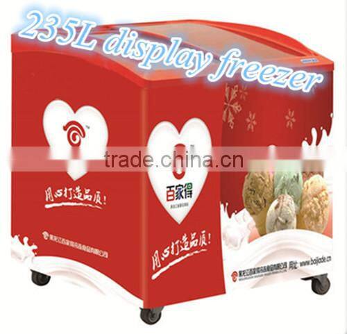 235L 325L commercial sliding glass door freezer display chest freezer