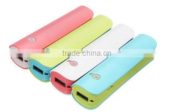 Thin waist 2600mAh power bank with LED flashlight phone charger with USB port portable phone battery charger for smart phone