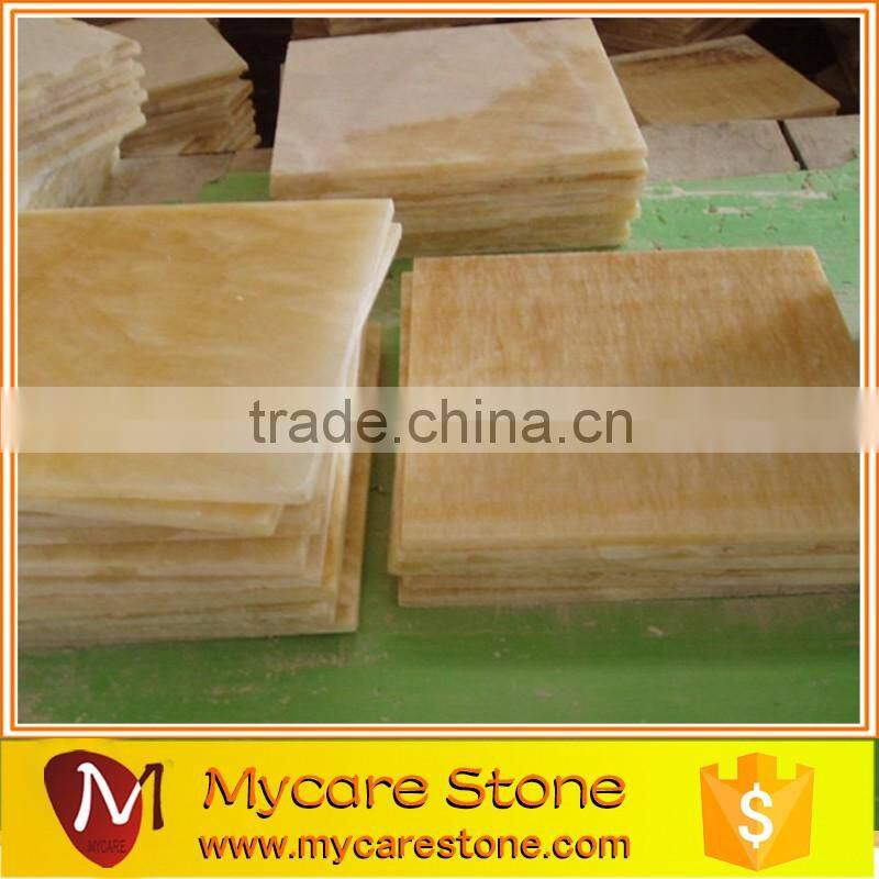 natural polished honey yellow onyx luxury floor tile