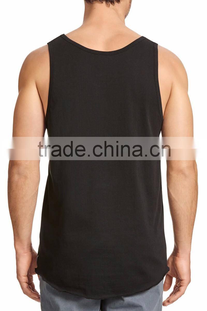 Daijun OEM new design black 100% cotton custom logo printed men singlet