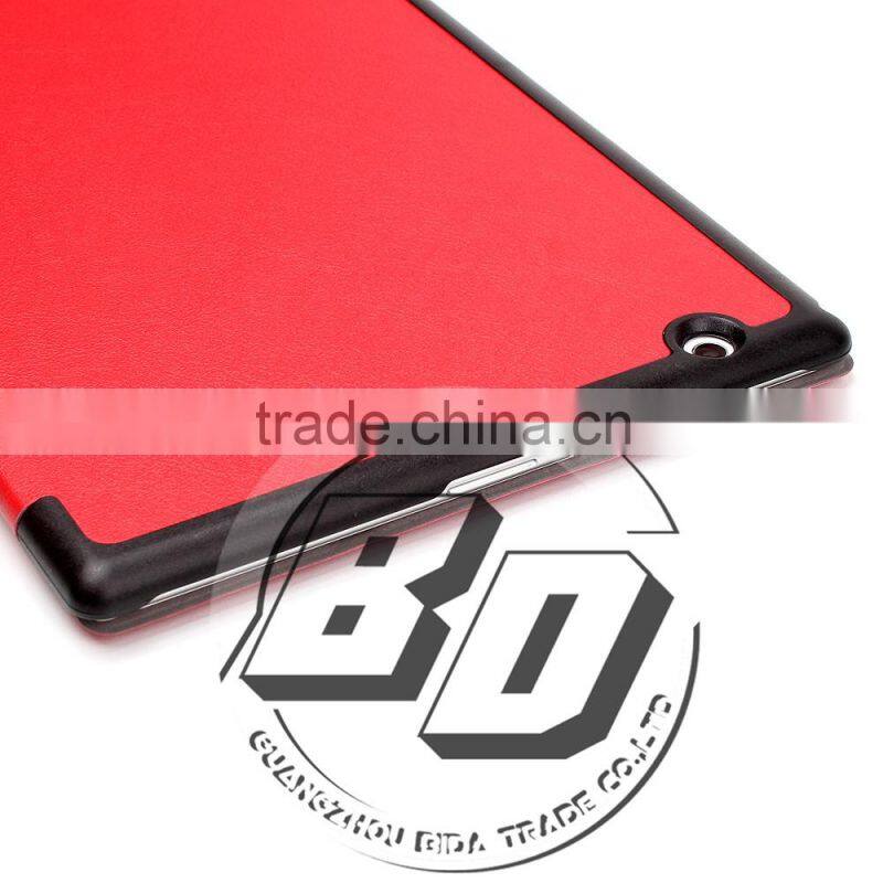 Fashionable Popular Three Folds Ultrathin Stand PU Leather tablets cases For Sony Xperia Z4 Tablet fast delivery