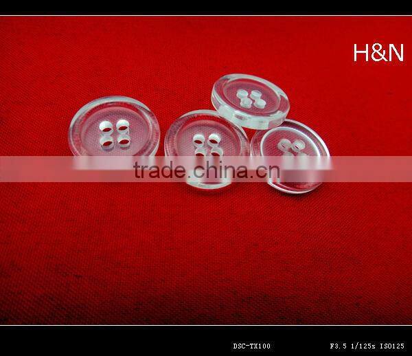 24L thin edge transparent 4 hole resin button