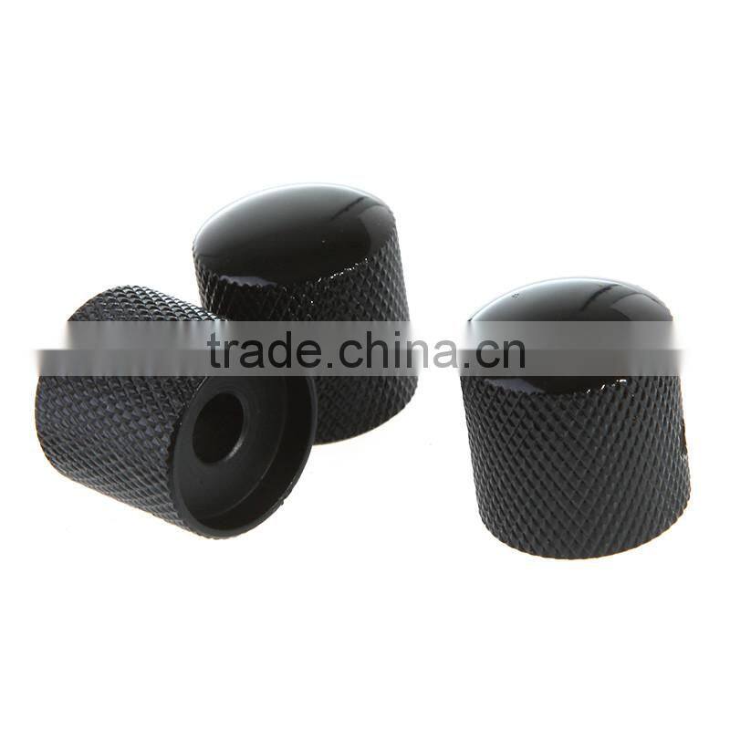 3PCS Metal Dome Knobs Knurled Barrel for Electric Guitar Parts Black