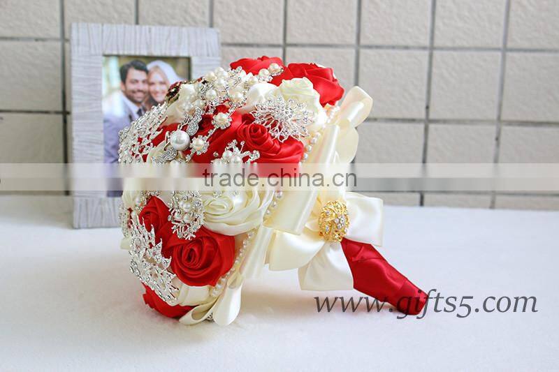 Gorgeous red wedding bouquet crystal bouquet jewelry