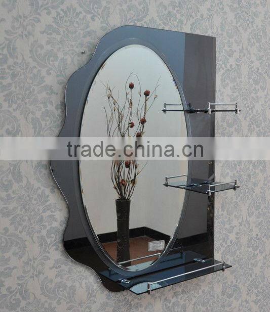 jewelry wall mount mirror double layer 2 face frameless craftwork artistic wavy shape mirror