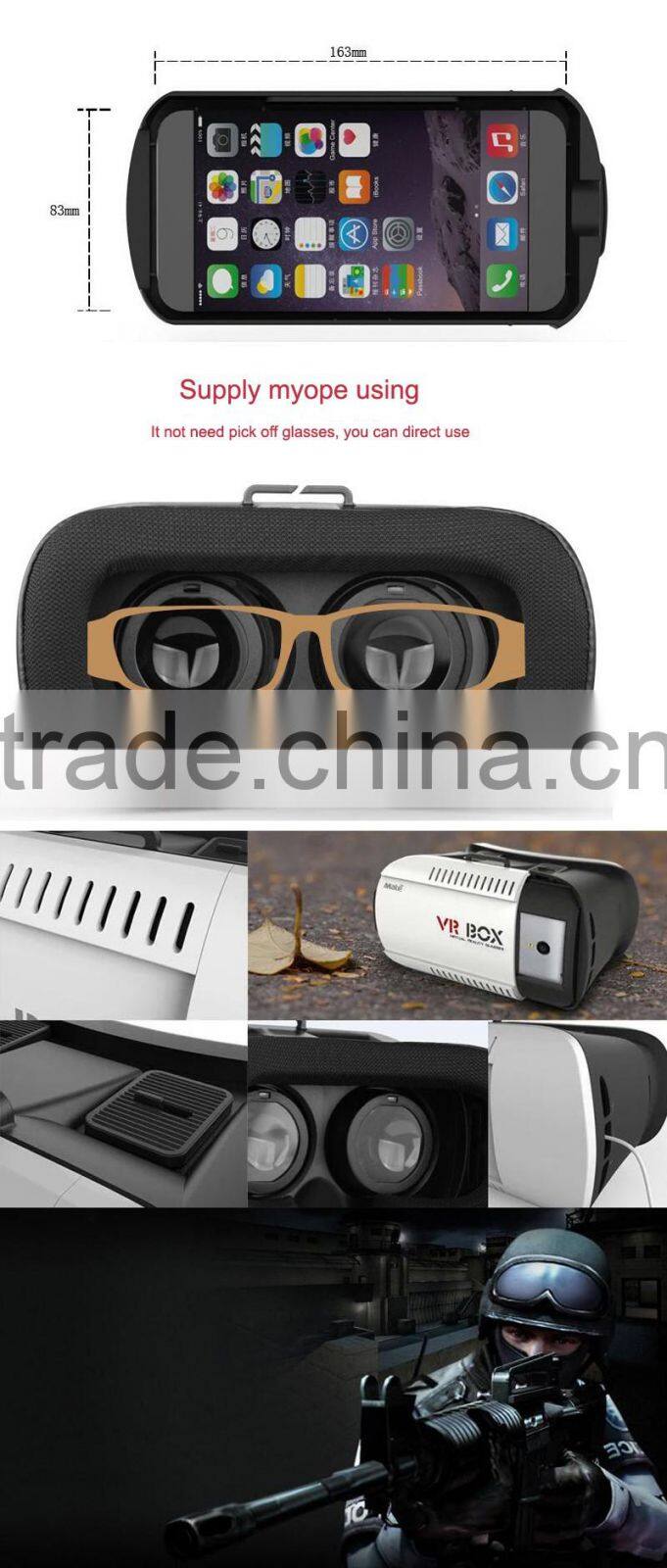 Popular Google cardboard vr box vr glasses virtual reality , vr 3d glasses for smartphones