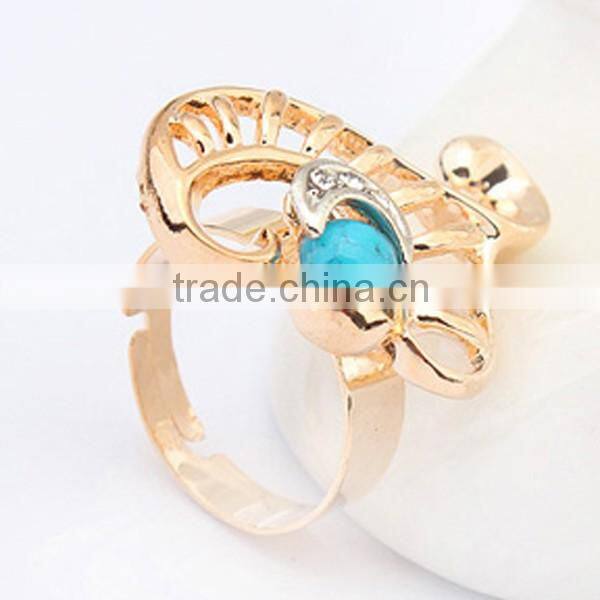 Fresh Jewelry Golden Heart Necklace Earring And Ring Sets