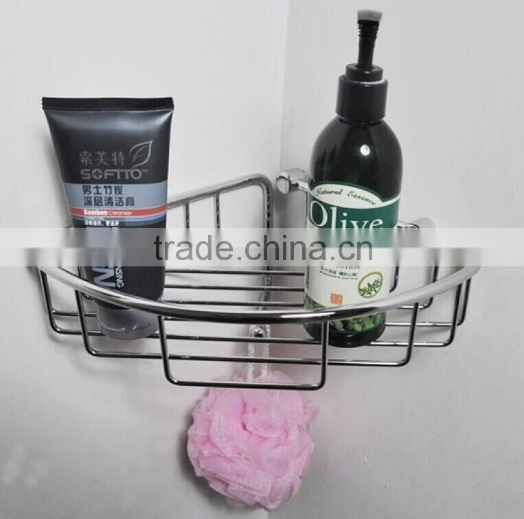 Chrome L-Shaped Corner Bathroom Basket Caddy