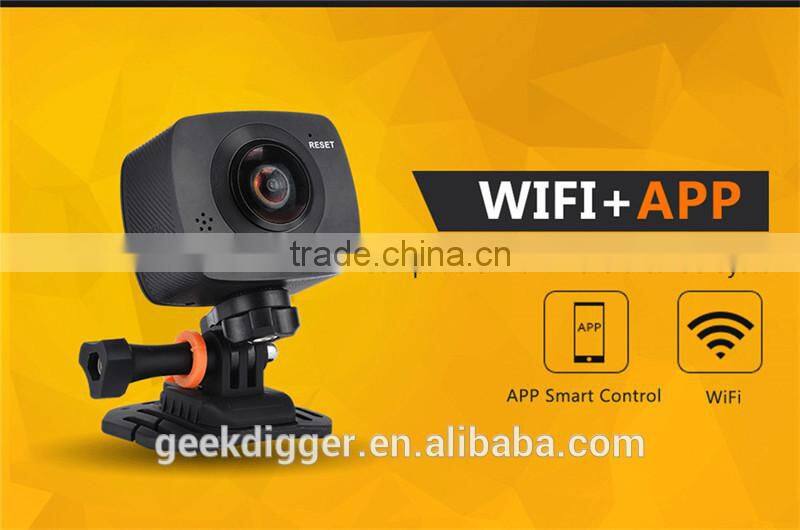 Digital Camera 360 Degree with dual lens 220 Degree Fisheye with HD 960P/30fps AMK200S 8.0MP WiFi Action Camera