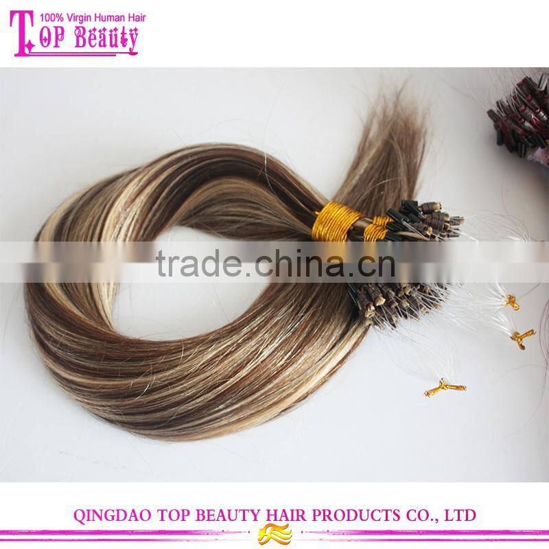 2016 Best Selling No Shedding Tangle Free Wholesale Price 100% Remy Brazilian Ombre Micro Ring Loop Hair Extensions