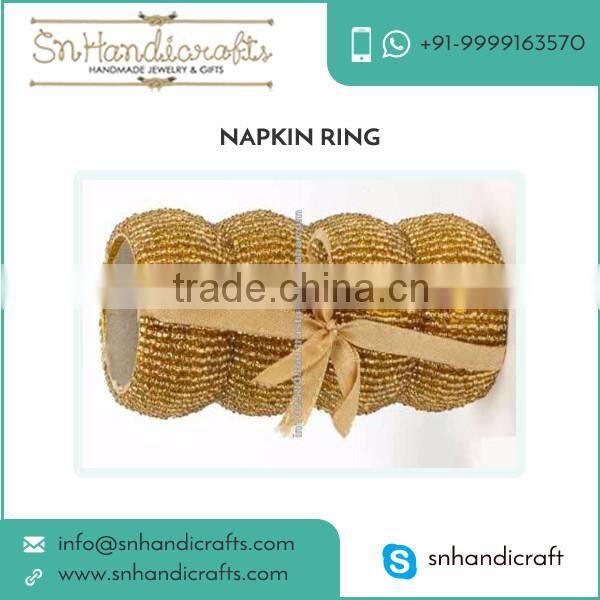 Highly Demanded Top Selling Handmade Gold Beaded Napkin Ring available for Sale