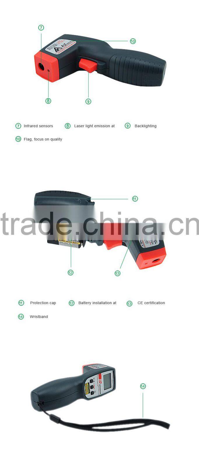 Non-contact Infrared Thermometer Digital LCD Display -20~420 Degree Food Thermometer