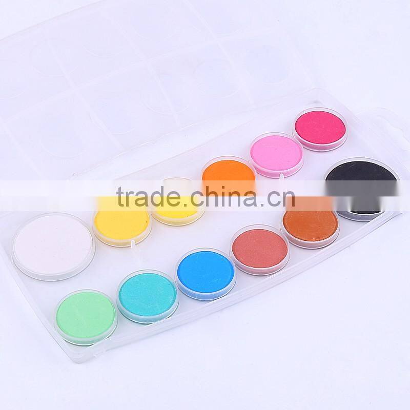 Bulk 12pcs solid powdered tempera watercolor paint cakes set artist professional quality in plastic box for kid