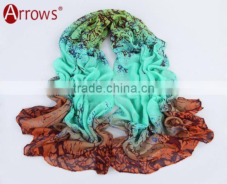 180*80cm Women's Viscose Voile Crinkle Scarf Big Rose Print Wrap Sexy Coral Pattern