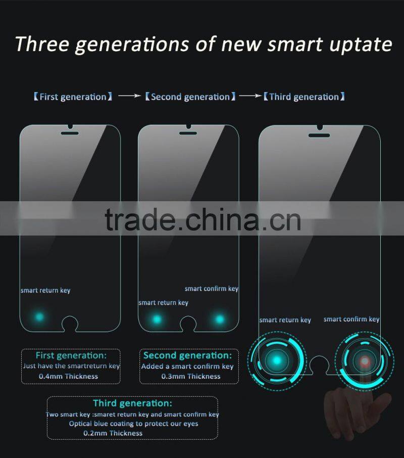 2016 Smart tempred glass for iphone 6 with Confirm and Return Button