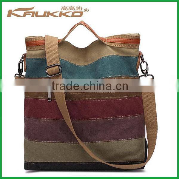 Women Multi color Canvas Striped Cross body Bags fashion satchel bags top quality college Canvas Tote Handbags