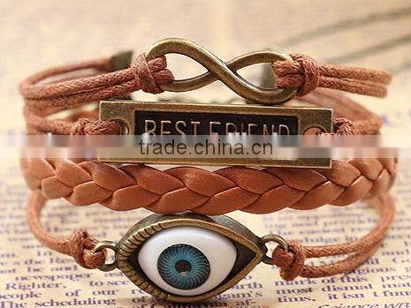 Cheap leather weave turkish eye bracelet