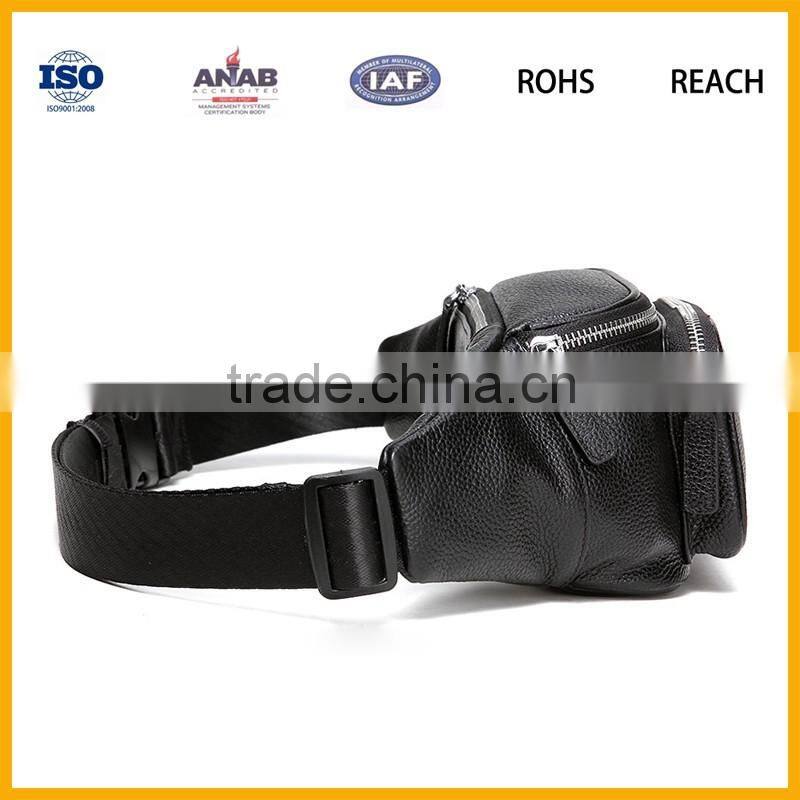 Elegant Design Favorable Price Black PU Material Unisex Cycling Waist Bag with Small Pocket