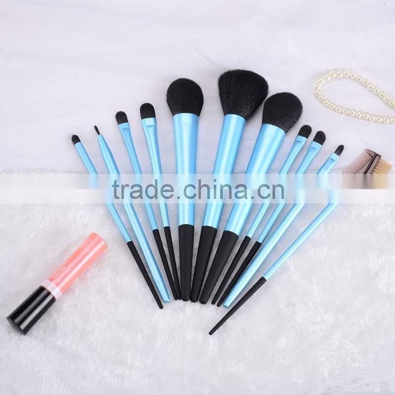 professional 11 pieces Metal handle makeup brush set,Tapered Handle makeup brush set