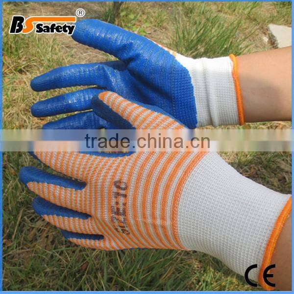 BSSAFETY cheap nitrile gloves red abrasion resistant glove