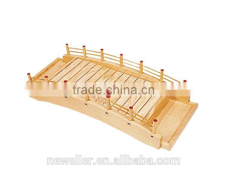 not flake natural cheap wood sushi bridge tray of various sizes