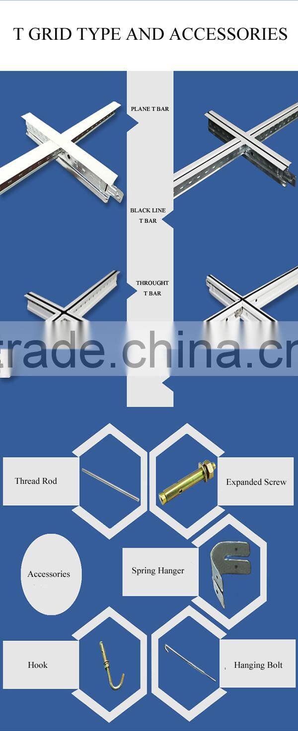 suspended golden galvanized t ceiling grid