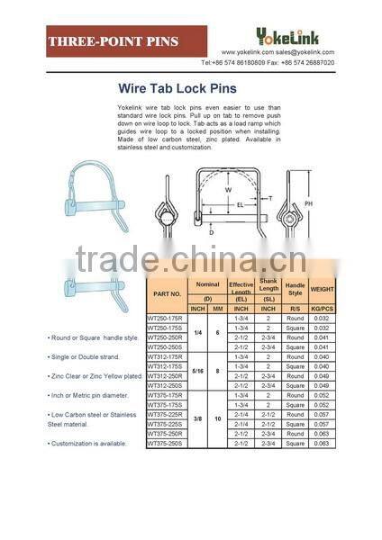 Steel Zinc plating round Wire tap lock pins