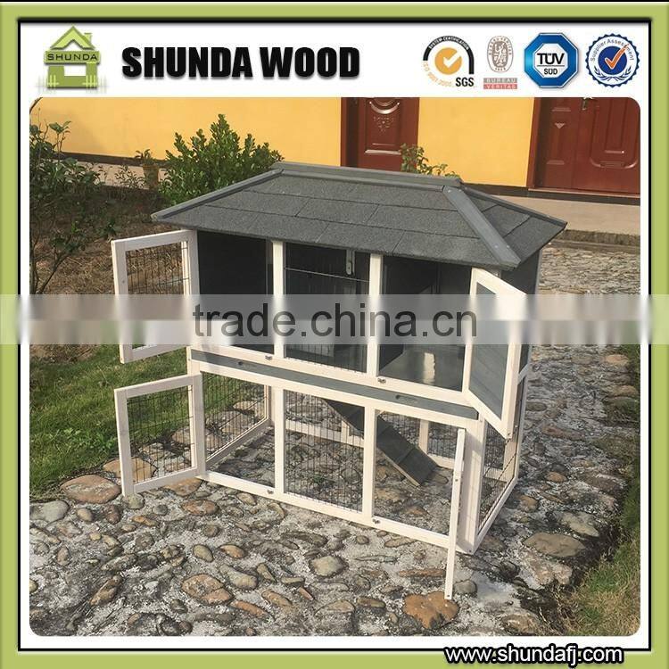 SDR028 Wooden pet accessories 2 story rabbit hutch designs