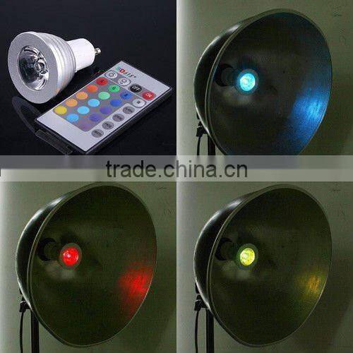 3W GU10 16 Colors RGB LED Light Bulb with Remote Control Energy-saving