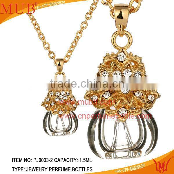 Crochet shaped Perfume bottle jewelry Necklace for women wholesale