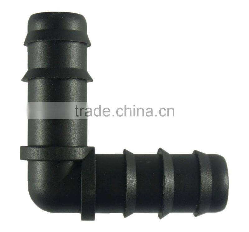 hot selling 90 degree pp barbed elbow drip irrigation pipe connector