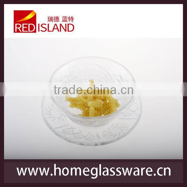 2pcs set of glass dish and bowl ,glass plate and bowl set