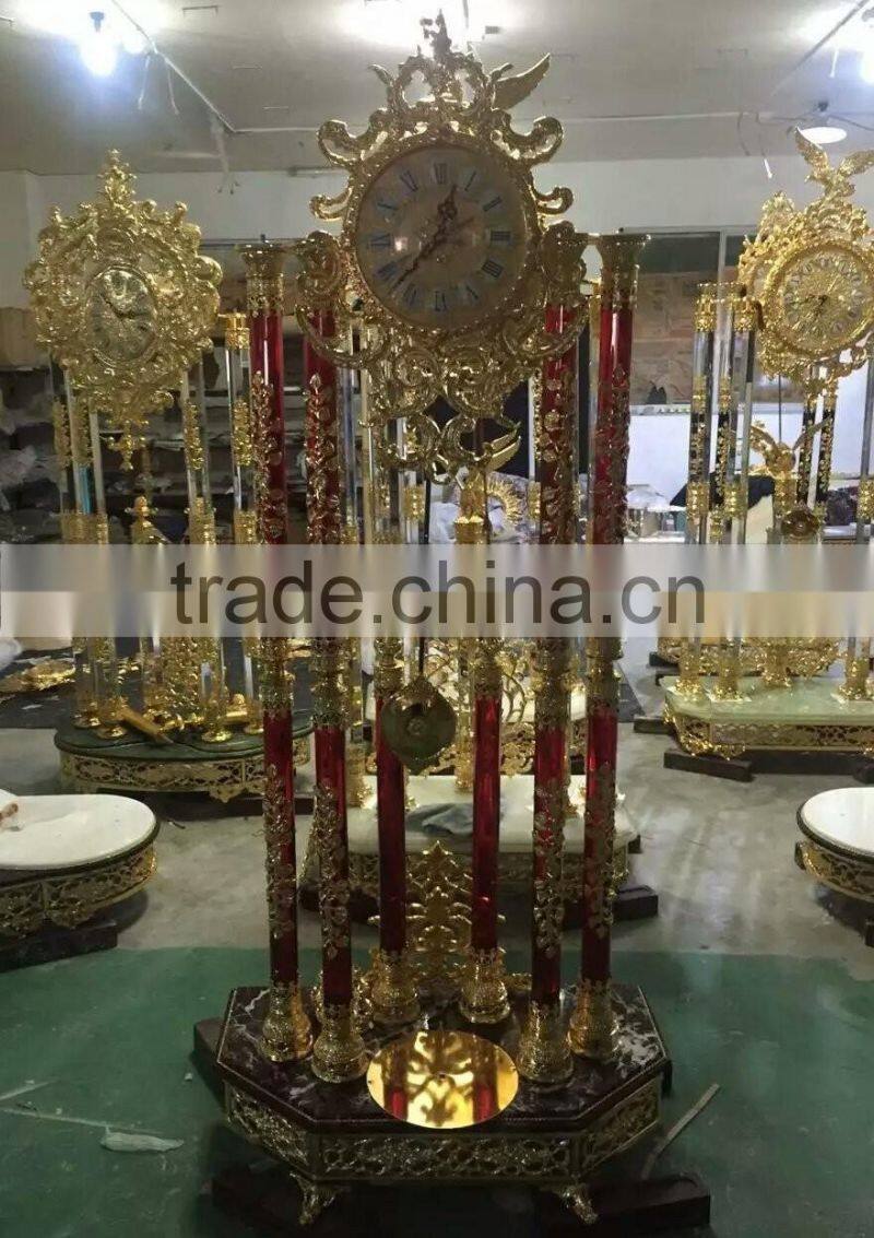 24K Gold Plated Brass Clock, Home Decorative Clock, Romantic Wedding Gold Gild Clock