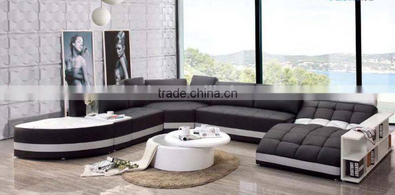 Genuine leather U Shape Modern Sofa with Chaise
