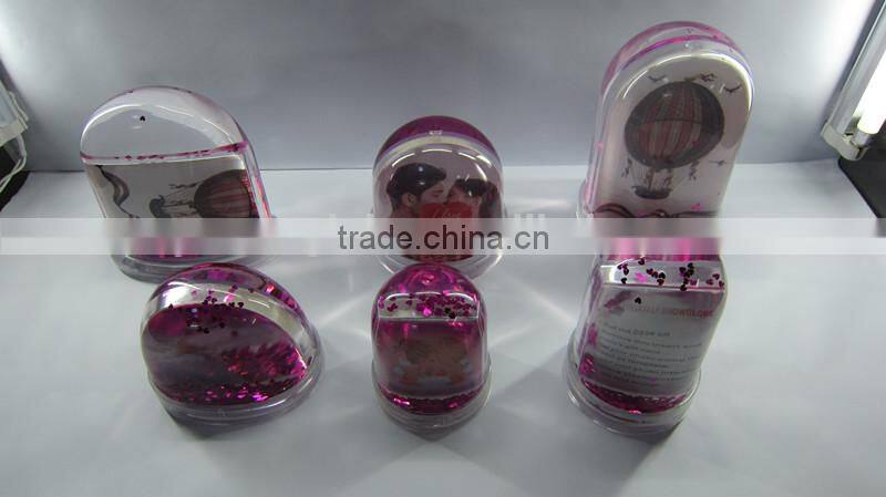 Custom plastic snow globe with photo insert