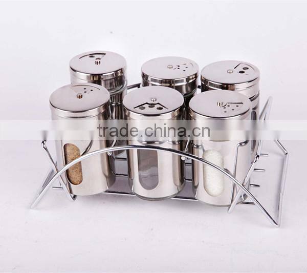 120ml glass spice jar set with stainless steel casing