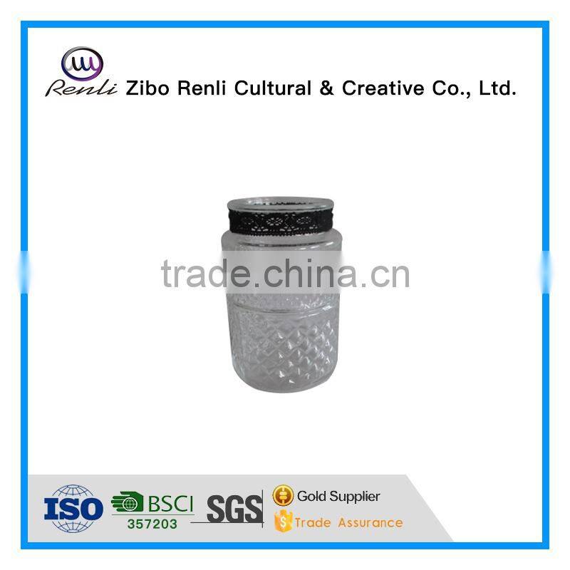 Clear Glass Candle Jars Wholesale with Ribbon Decoration