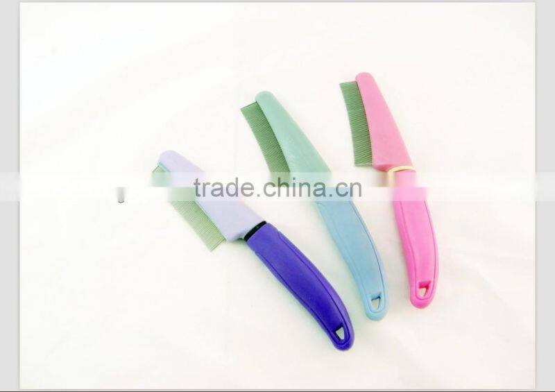 pet bath brush in plastic handle and stainless steel pin