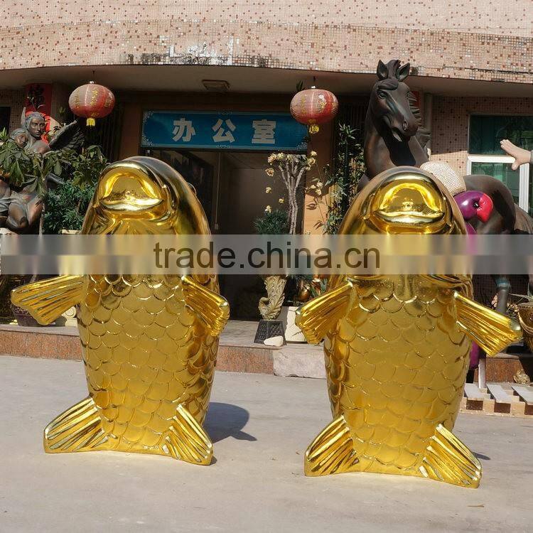 Fiberglass golden fish sculpture
