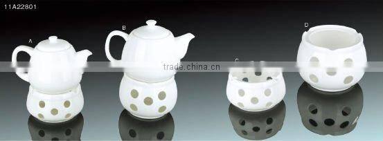 Fine bone china white ceramic coffee and tea pot