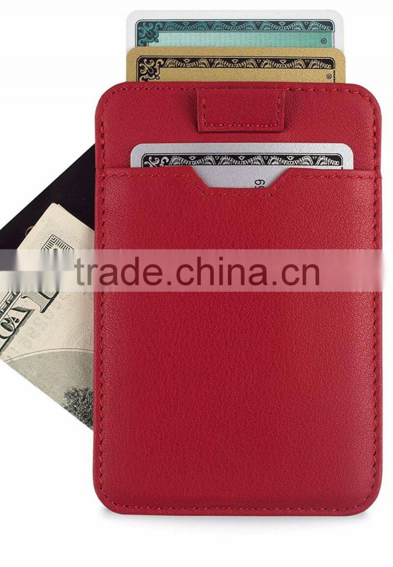 Italian Leather Ultra Thin Card Holder Slim Card Sleeve Wallet with RFID Protection