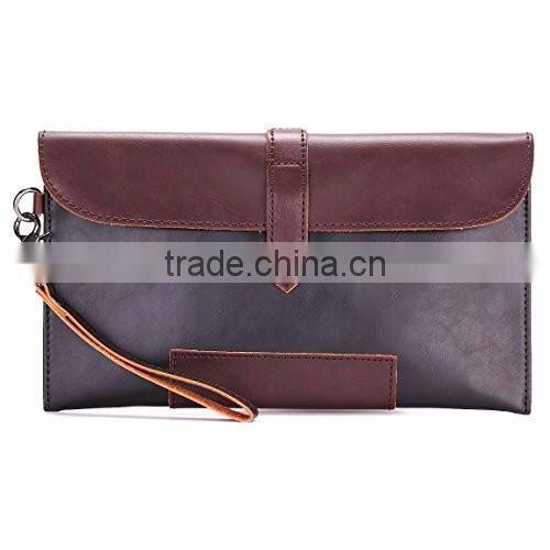 PU Leather Clutch Wallets Purse Handbag With Wristbelt