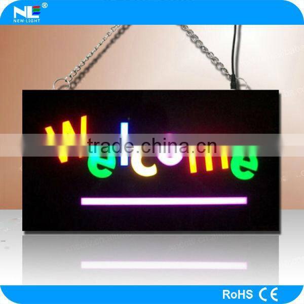 Semi-outdoor color changing LED resin sign Environmental-friendly LED open sign Acrylic panel LED display sign